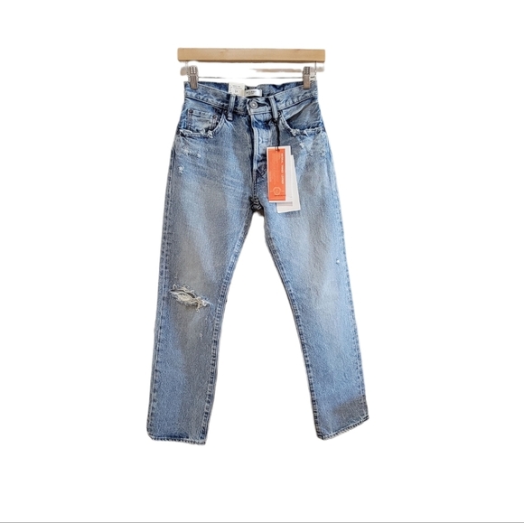 Moussy MV Hesperia Straight Distressed Blue Women's 24 NWT - Picture 3 of 11